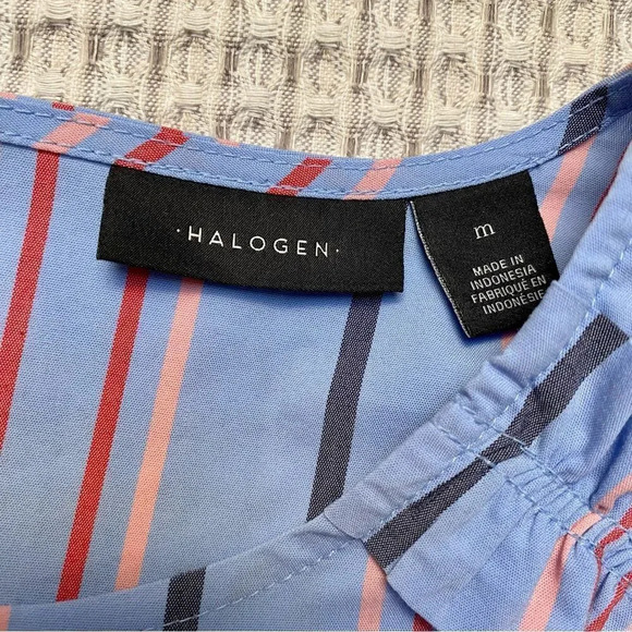 Halogen Striped Ruffled Blouse in Blue - Picture 13 of 15